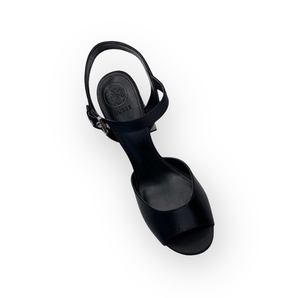 new Guess ☀︎︎ Glitter Heel Heeled Ankle Wrap Sandals ☀︎︎ Peep Toe ☀︎Black 9.5M - Picture 9 of 16